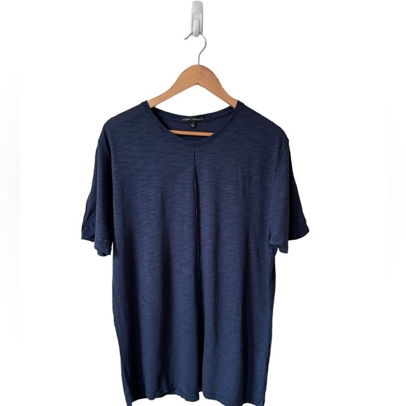 Robert Barakett Copperfield Short Sleeve Pin Tuck Crew Neck T Shirt Navy Size L - Picture 6 of 10
